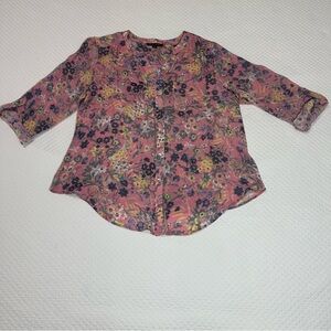 Zac & Rachel Pink Floral Women’s Blouse Sz XL